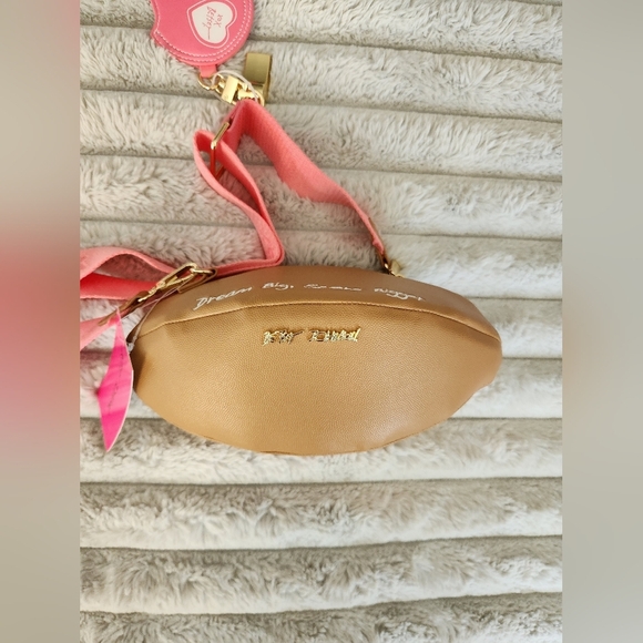 Betsey Johnson Brown and Pink Football Crossbody Bag NWT - Picture 6 of 15